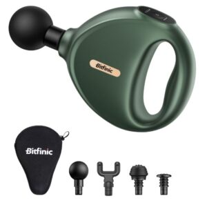 An image of the Bitfinic Mini Massage Gun in green.